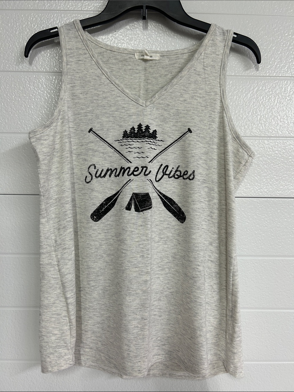 Maurices Light Heather Gray "Summer Vibes" Sleeveless V-Neck Tank